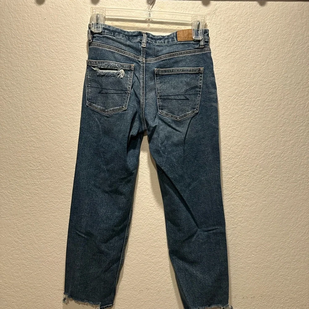 American Eagle Curvy‎ Straight Jeans Destroyed Frayed Hem Women's Size 6